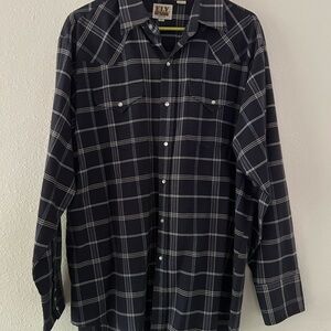 Ely Cattleman Navy Plaid Button Down Shirt